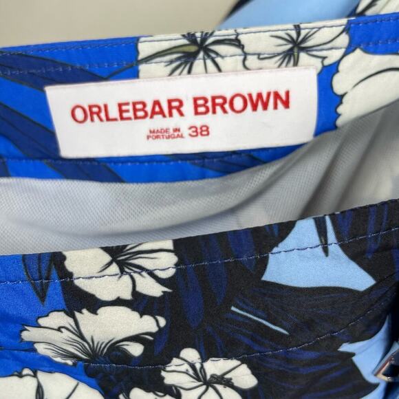 Orlebar Brown Bulldog Men's Size 38 Board Shorts Blue White Floral - Picture 7 of 10
